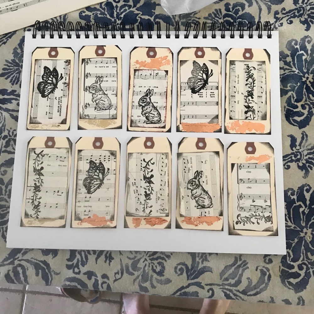 Sheet music junk journal tags